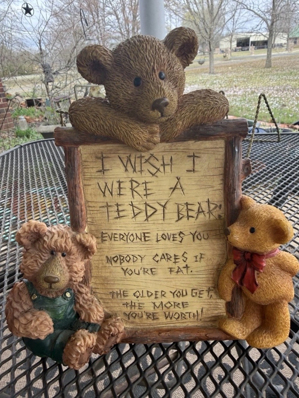 H.J. Huggs & Friends "I Wish I Were A Teddy Bear" 7" Plaque